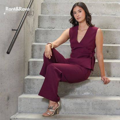 Rant & Rave Allyson Wide Leg Trousers - Cranberry