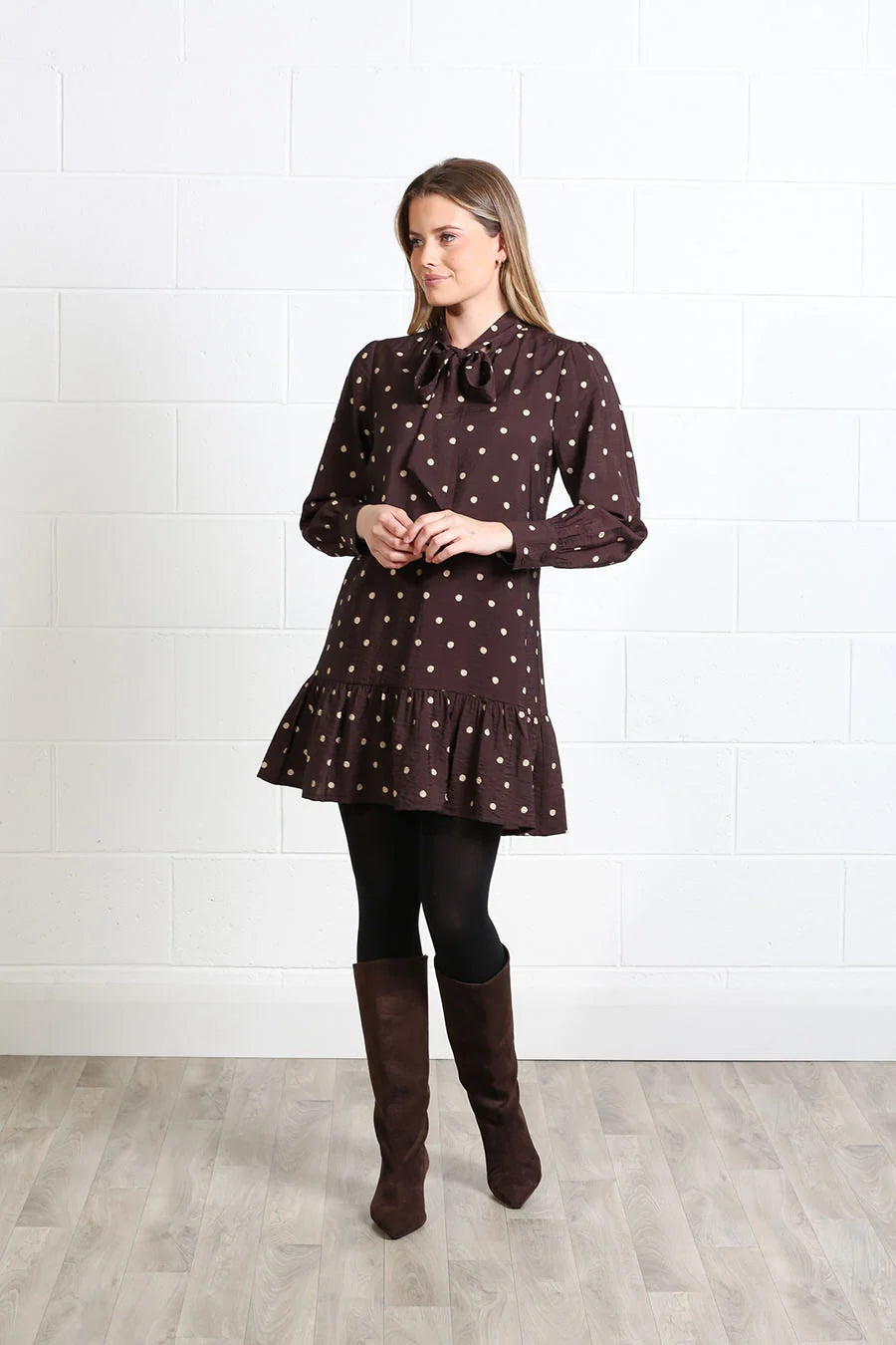 Rant & Rave Annabelle Polka Dot Dress - Brown
