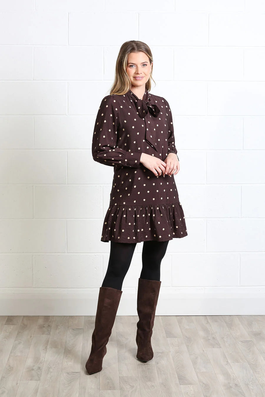 Rant & Rave Annabelle Polka Dot Dress - Brown