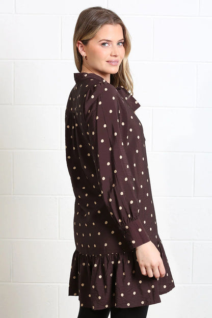 Rant & Rave Annabelle Polka Dot Dress - Brown