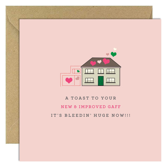 Bold Bunny Card - 'A Toast To Your New & Improved Gaff'