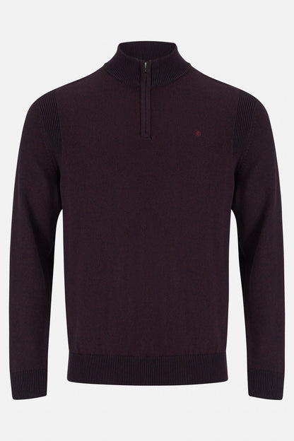 Benetti Brosna  1/4 Zip Sweater - Bordo