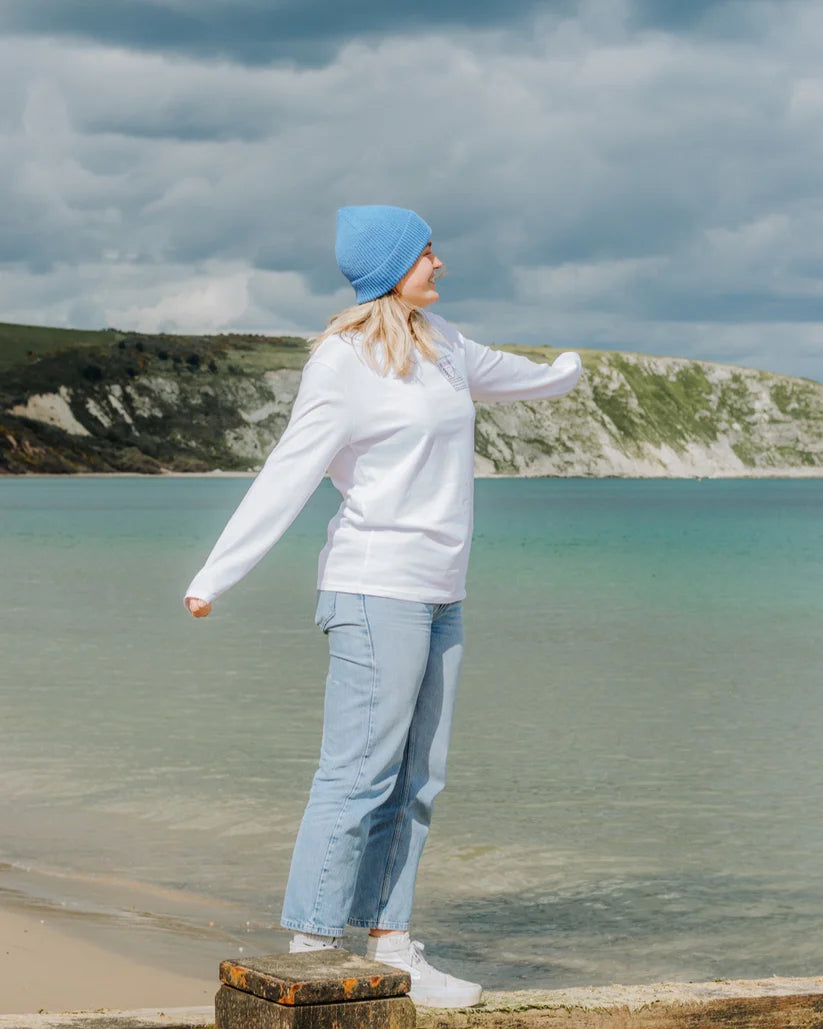 Bleubird Campout Long Sleeve Tee - White