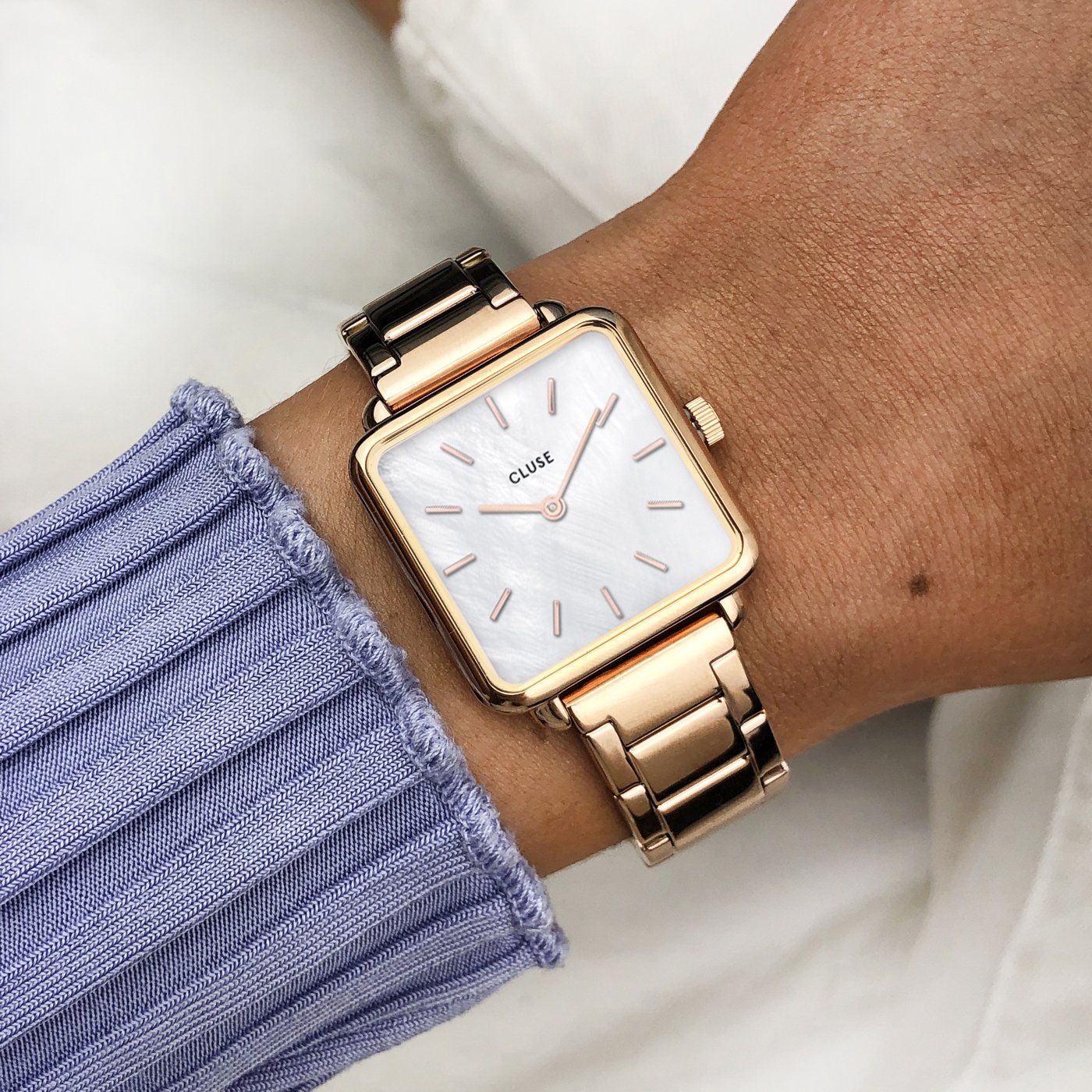 Cluse La Tétragone Steel White Pearl - Rose Gold