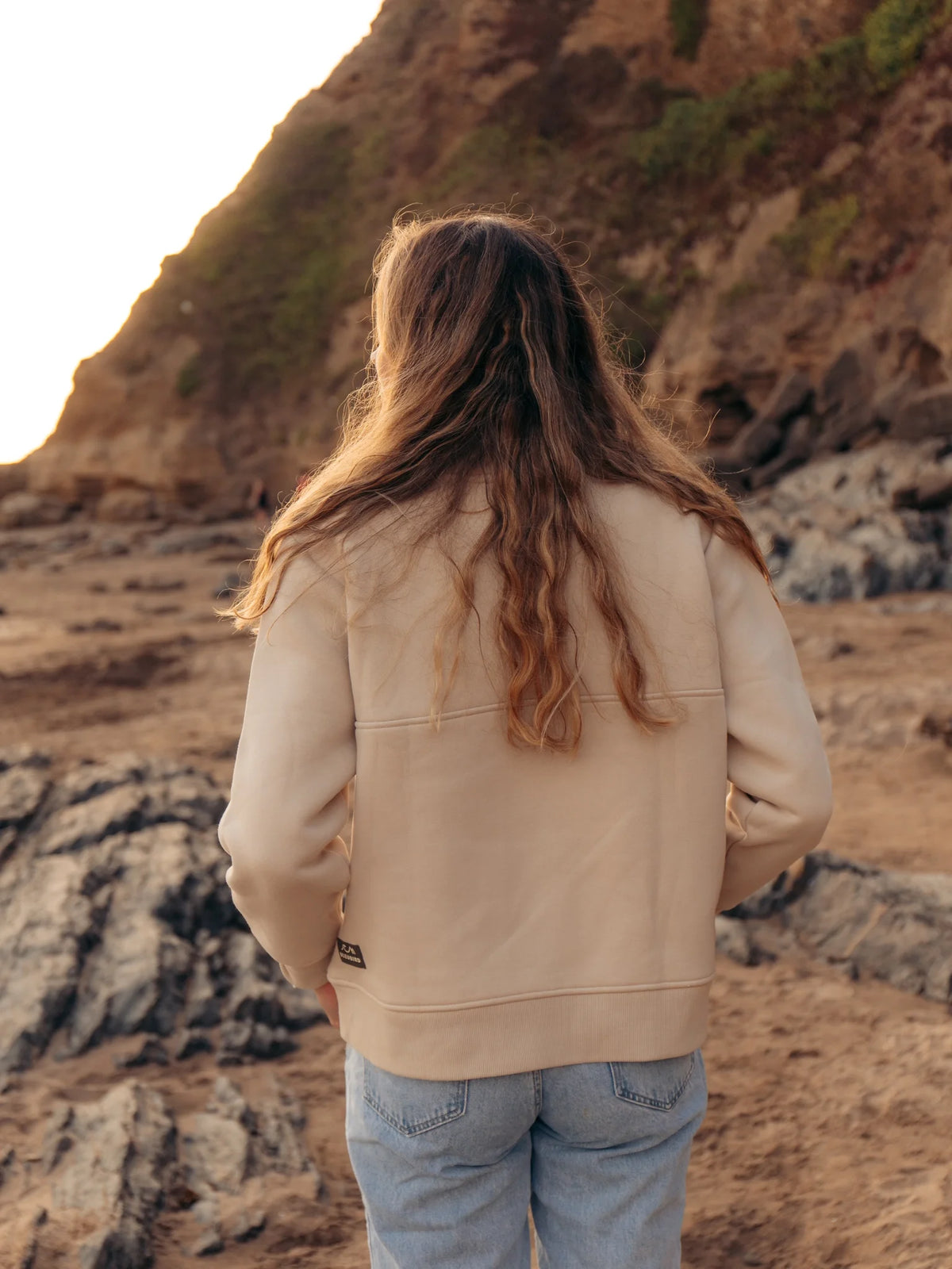 Bleubird Cropped Bracken Quarter Zip -Sand