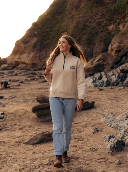 Bleubird Cropped Bracken Quarter Zip -Sand