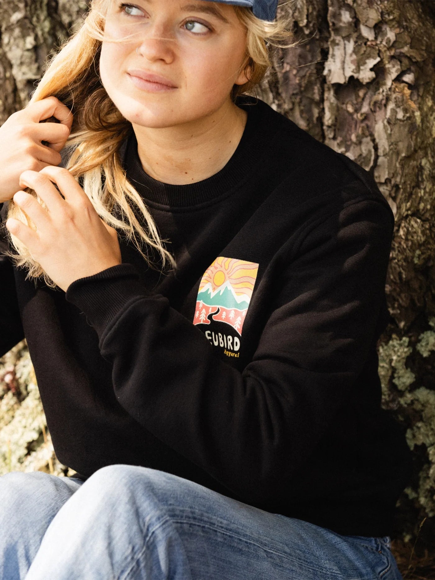 Bleubird Road Out Cropped Crew - Black