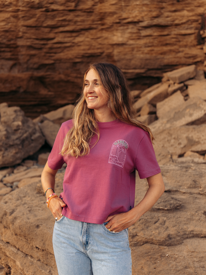 Bleubird Cropped Cascade Tee - Berry