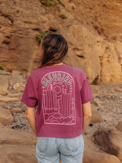 Bleubird Cropped Cascade Tee - Berry