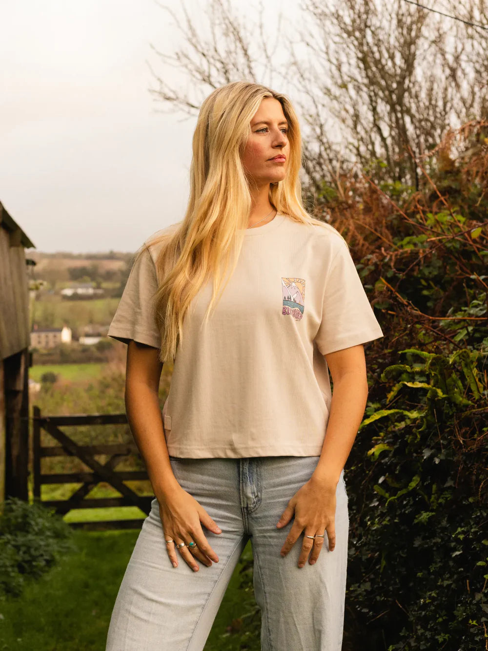 Bleubird Solace Cropped Tee - Off White