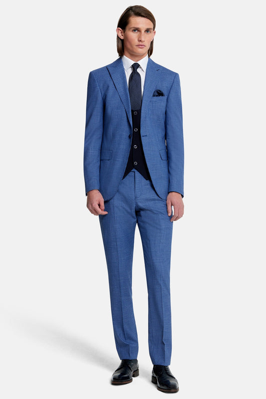 Travis Cario 3 Piece Suit - Blue Checked