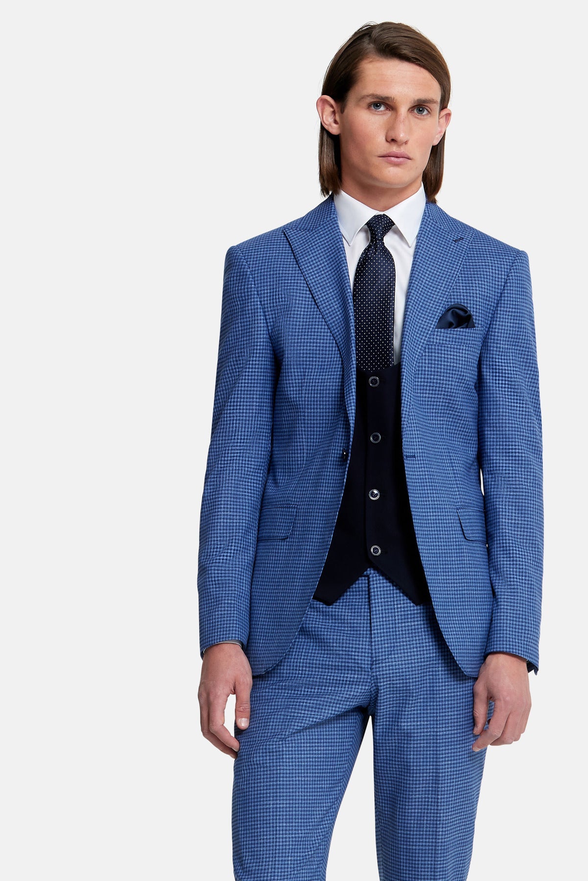 Travis Cario 3 Piece Suit - Blue Checked