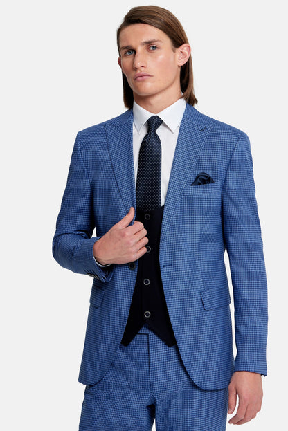 Travis Cario 3 Piece Suit - Blue Checked