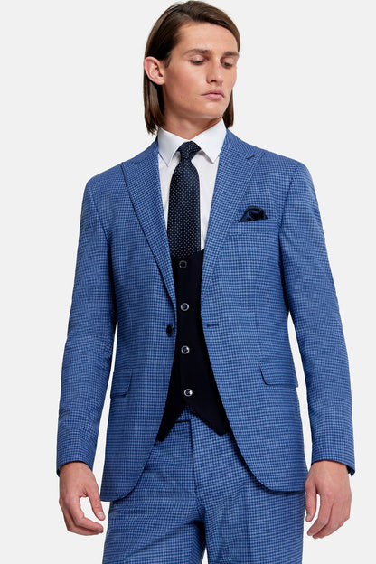 Travis Cario 3 Piece Suit - Blue Checked