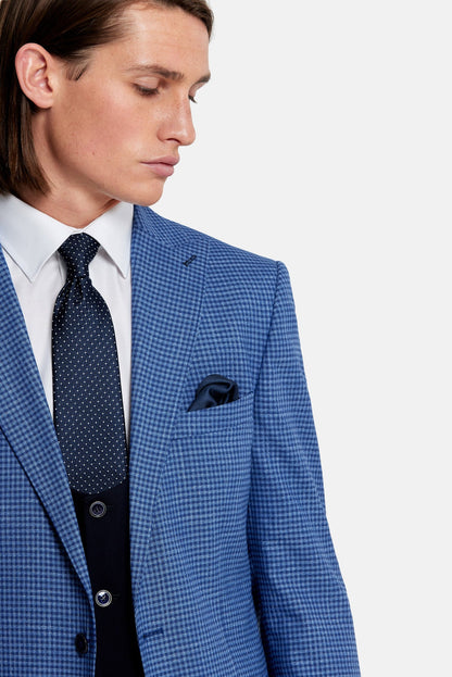 Travis Cario 3 Piece Suit - Blue Checked