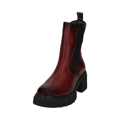 Bagatt Leather Platform Ankle Boot -Oxblood Red