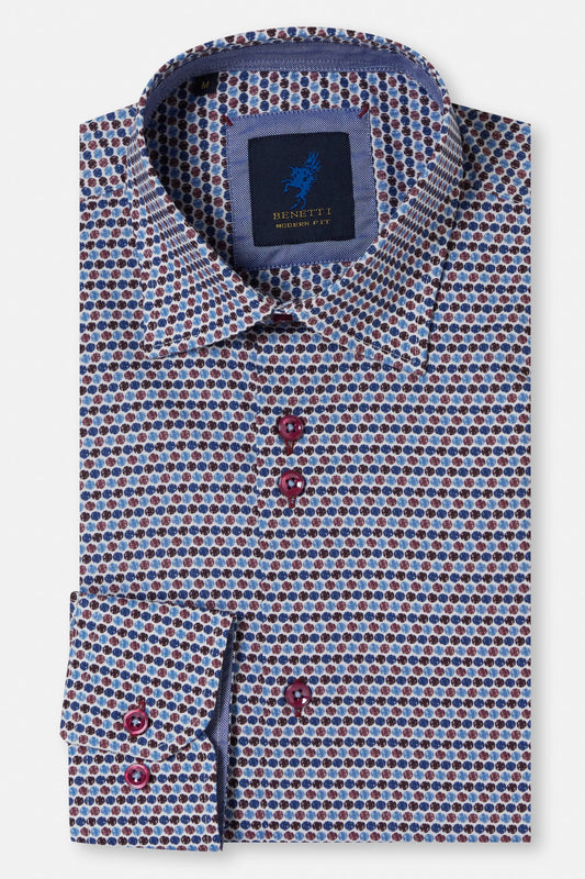Benetti David Modern Fit Shirt - Bordo