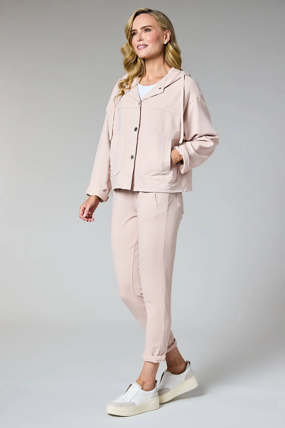 Deck Button Up Hoodie - Pale Rose