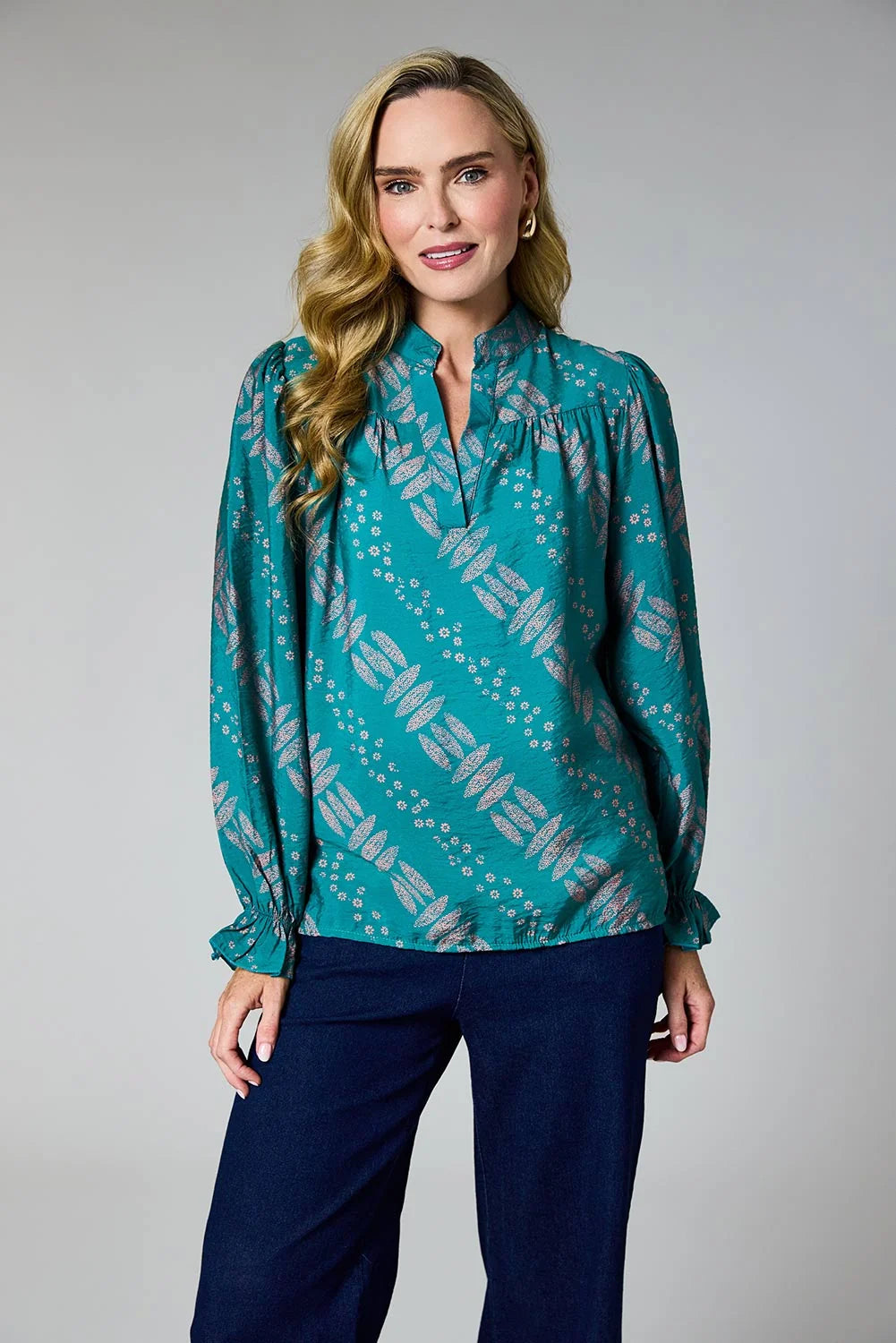 Deck Printed Blouse - Teal