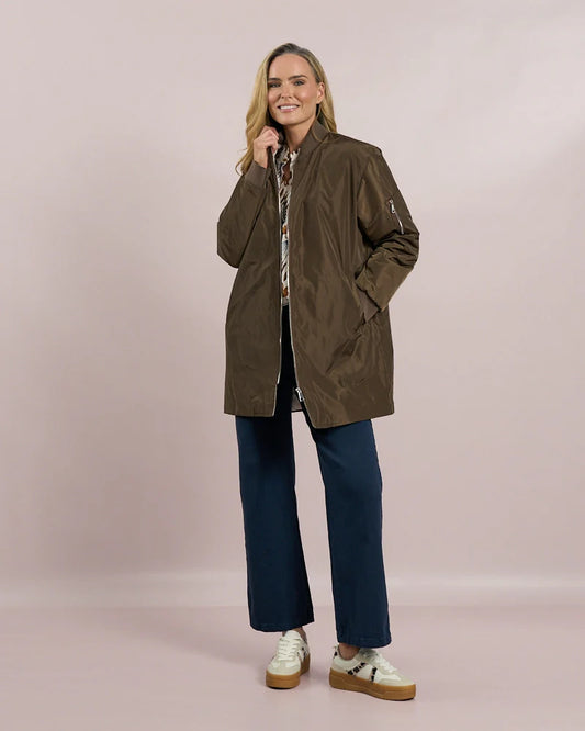 Deck Long Bomber Jacket - Khaki