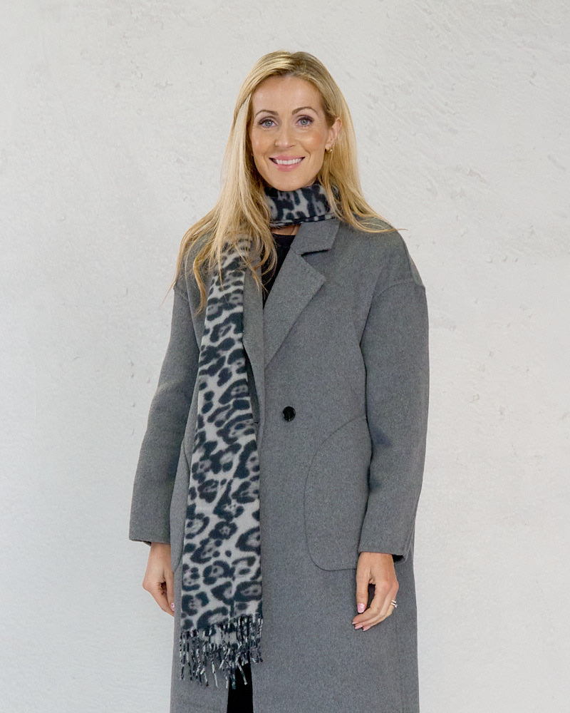 Deck Curved Pocket Wool Coat - Grey