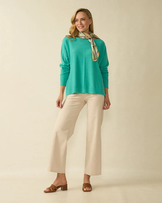 Deck Centre Seam Detail Knit Jumper - Aqua