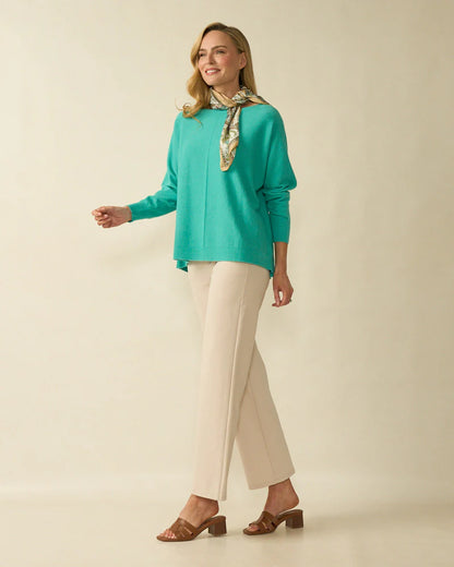 Deck Centre Seam Detail Knit Jumper - Aqua