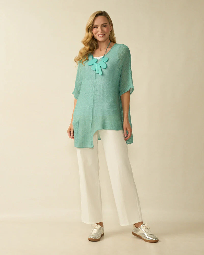 Deck Pocket Detail Fine Knit  - Aqua
