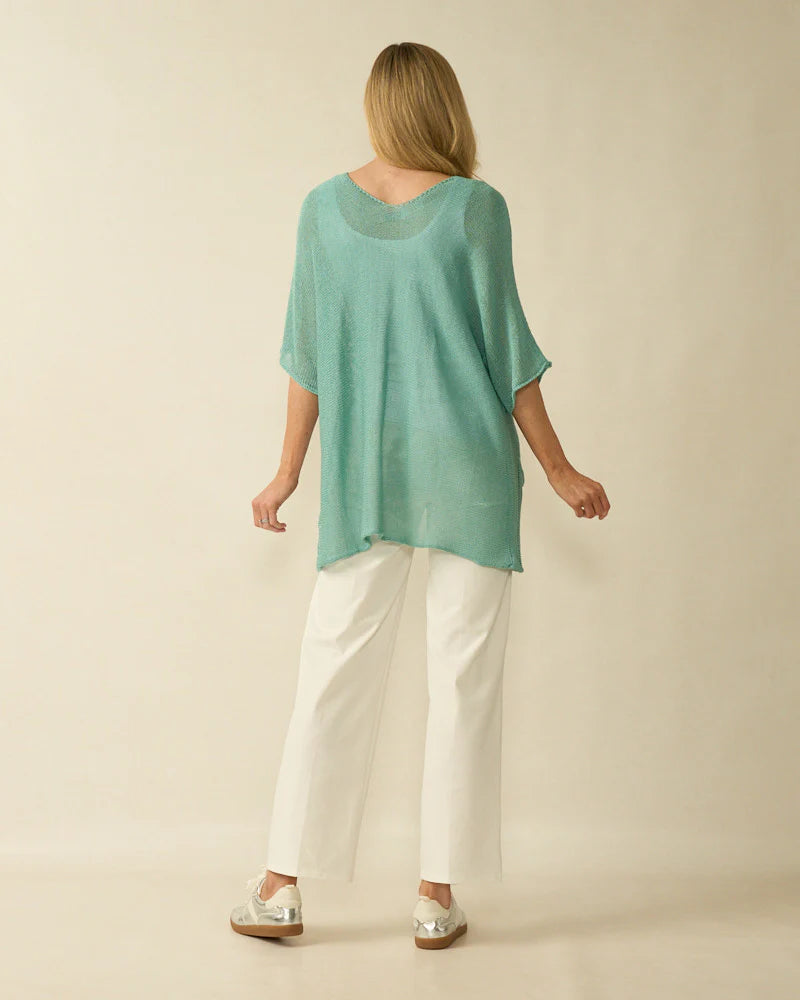 Deck Pocket Detail Fine Knit  - Aqua