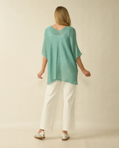 Deck Pocket Detail Fine Knit  - Aqua