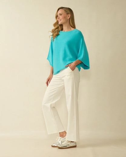 Deck Short Sleeve Batwing Knit - Turquoise