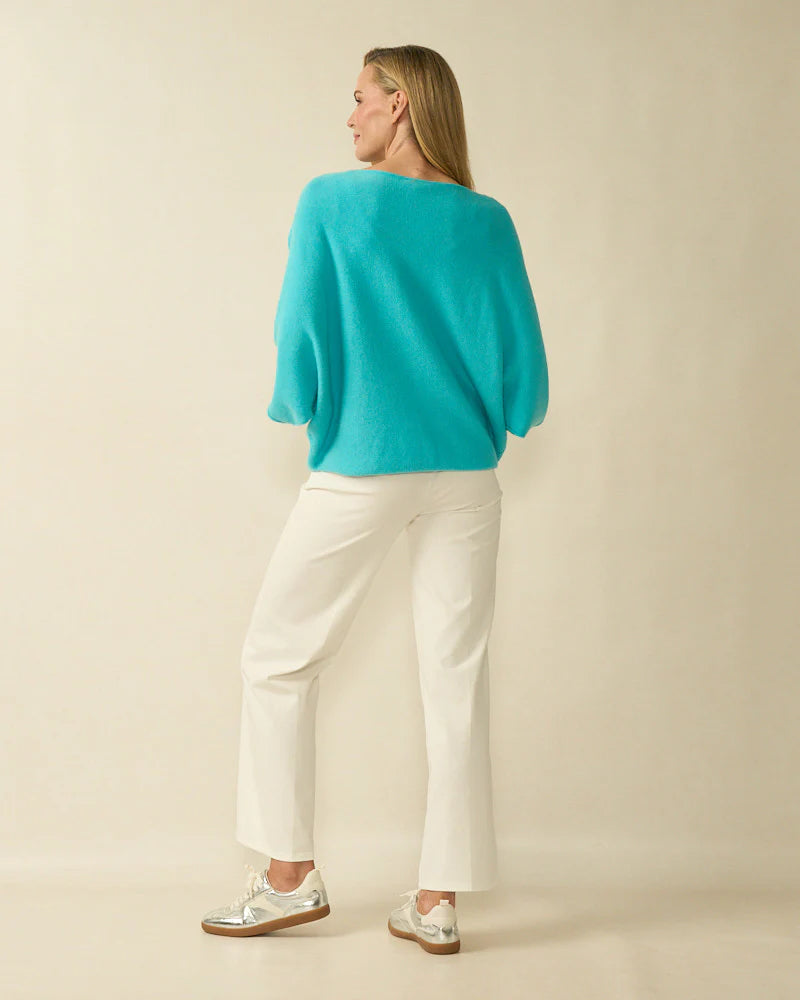 Deck Short Sleeve Batwing Knit - Turquoise