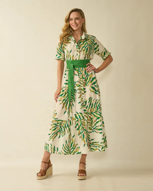 Deck Floral Fern Maxi Dress - Green