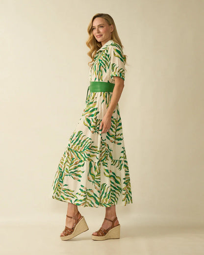 Deck Floral Fern Maxi Dress - Green