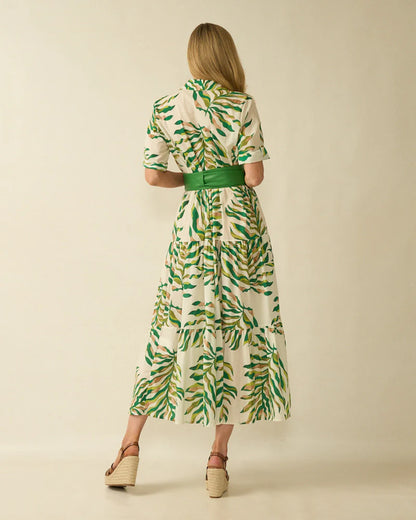 Deck Floral Fern Maxi Dress - Green