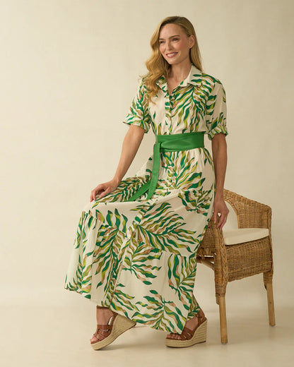 Deck Floral Fern Maxi Dress - Green