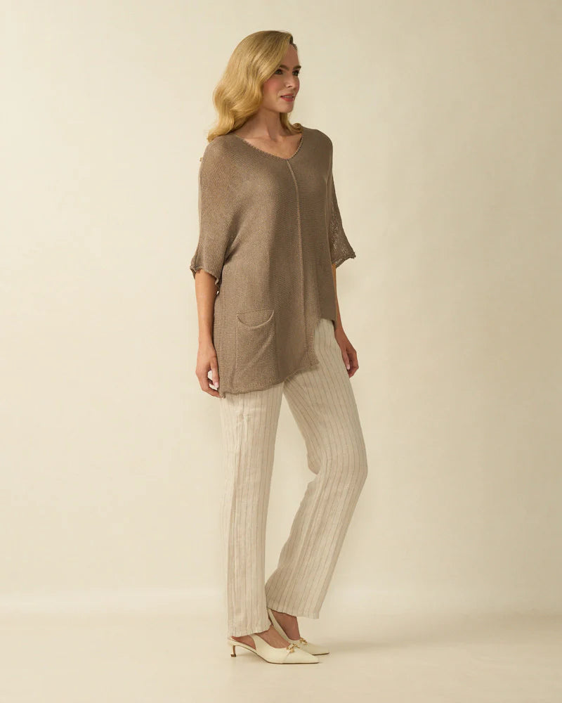 Deck Pocket Detail Fine Knit - Taupe