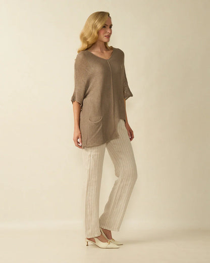 Deck Pocket Detail Fine Knit - Taupe