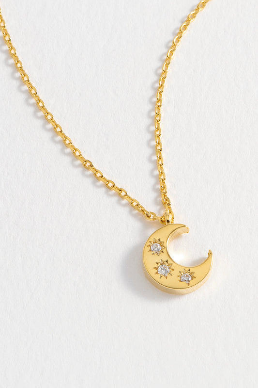 Estella Bartlett Three Stone Moon Necklace - Gold Plated