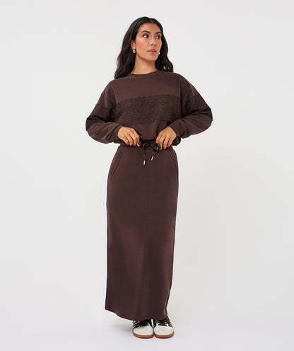 Esqualo Lace Modal Sweater - Cocoa