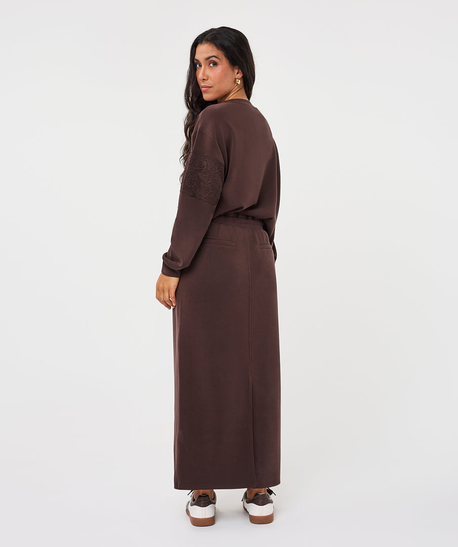 Esqualo Lace Modal Sweater - Cocoa