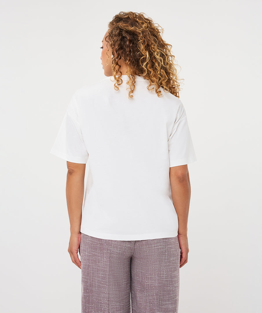Esqualo Forms T-Shirt -  Off White/Merlot