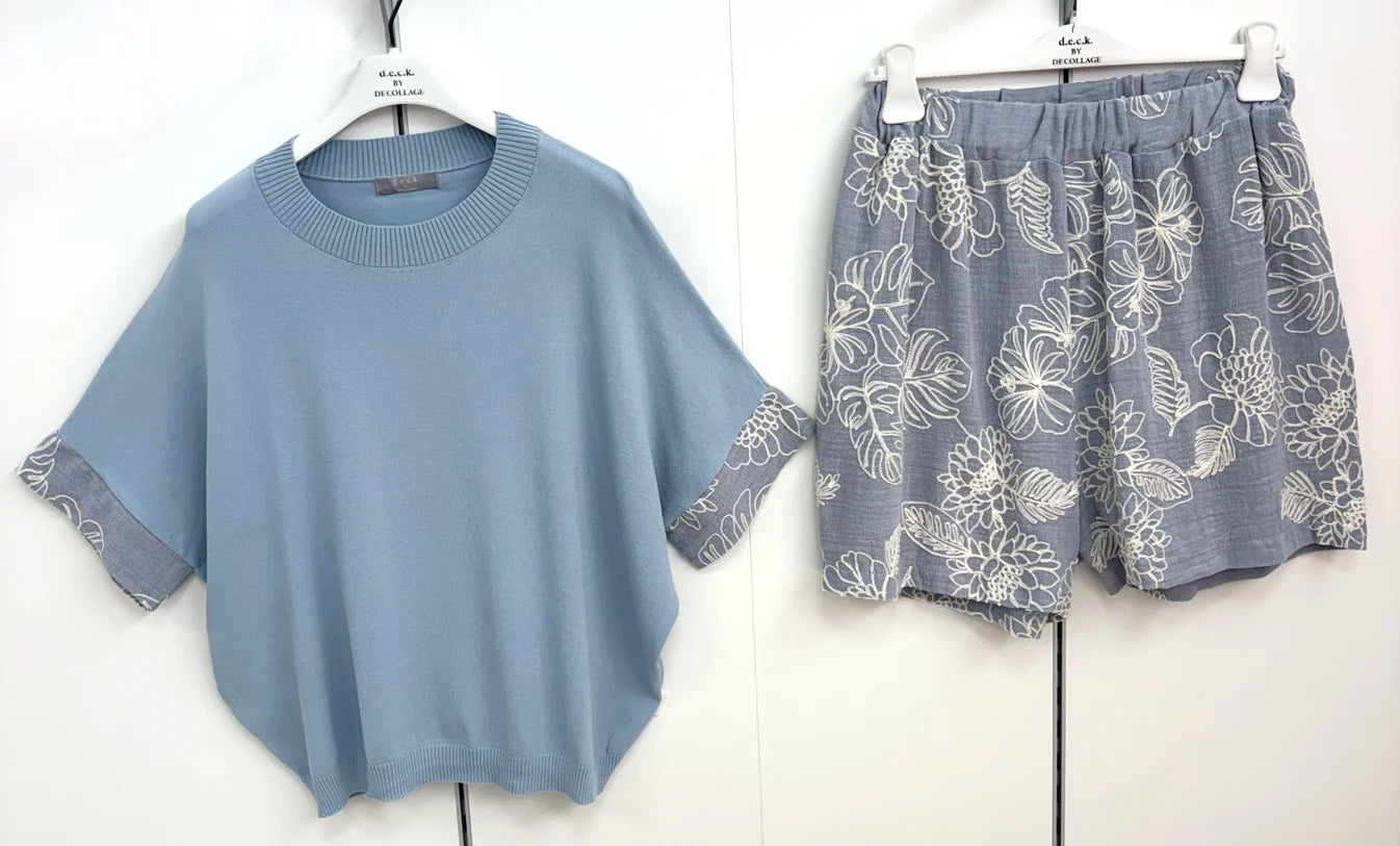 Deck Shorts & Knit Set - Blue