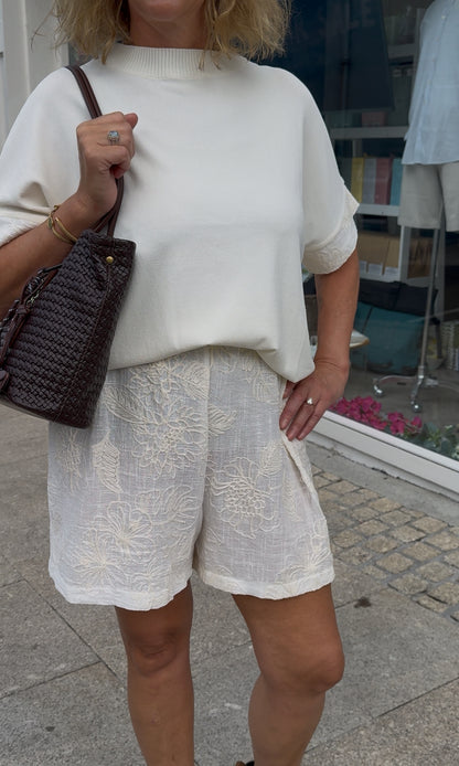 Deck Shorts & Knit Set - Cream