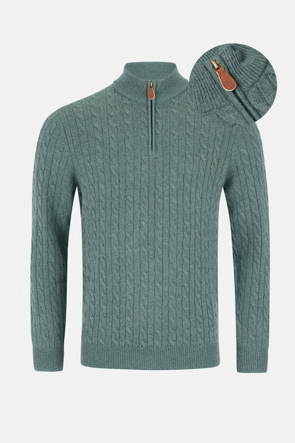 Benetti Grant 1/4 Zip Wool Knitwear - Sage