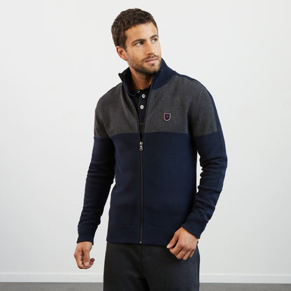 Eden Park Cable Knit Cardigan - Navy and Grey