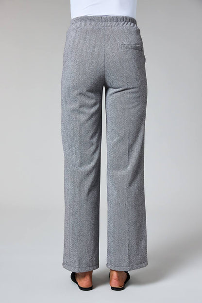 Deck Wide Leg Herringbone Trousers - Light Grey