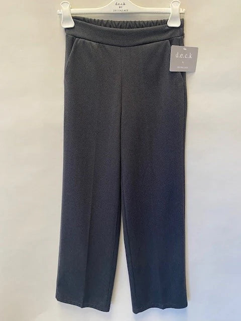 Deck Wide Leg Herringbone Trousers - Dark Grey