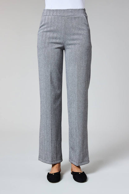 Deck Wide Leg Herringbone Trousers - Light Grey