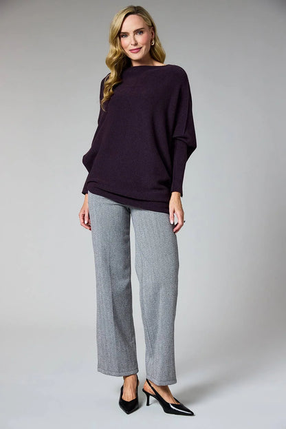 Deck Wide Leg Herringbone Trousers - Light Grey